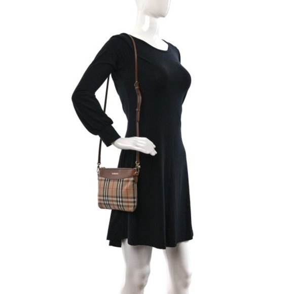 Burberry Horseferry Check Peyton Crossbody Clutch Bag Brown - Picture 12 of 12